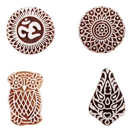 Set of 4 Piece New Mix Wooden Printing Block